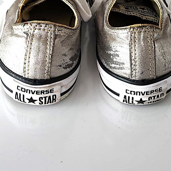 Converse silver canvas Chuck Taylor All Star low top sneakers - Picture 8 of 15